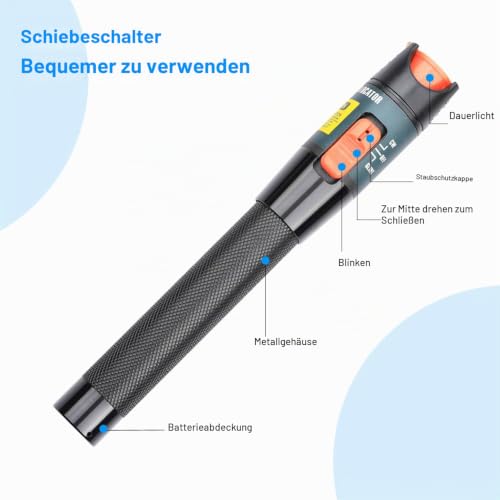 10mW Red Visual Fault Locator Optical Cable Test Pen, Fibre Optic Tester, Fibre Optic Cable Tester for CATV Telecommunications Multifunctional Tester
