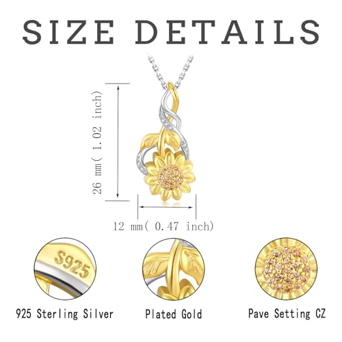 Cremation Necklace for Ashes Sterling Silver Ashes Urn Keepsake Memorial Jewelry Gifts for Women (Sunflower)