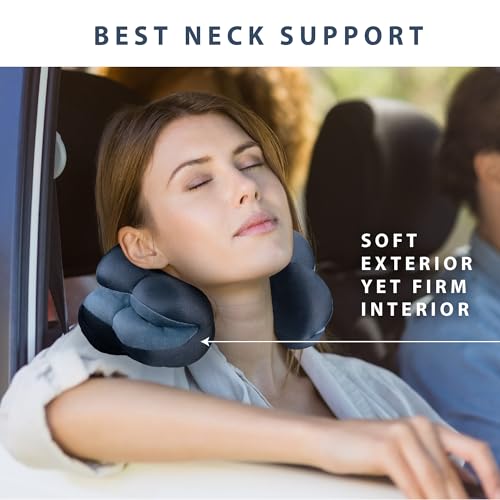 Blue Total Pillow microbead travel neck and lumbar support pillows, 2-pack, designed for comfort during travel.