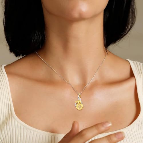 Cremation Necklace for Ashes Sterling Silver Ashes Urn Keepsake Memorial Jewelry Gifts for Women (Sunflower)