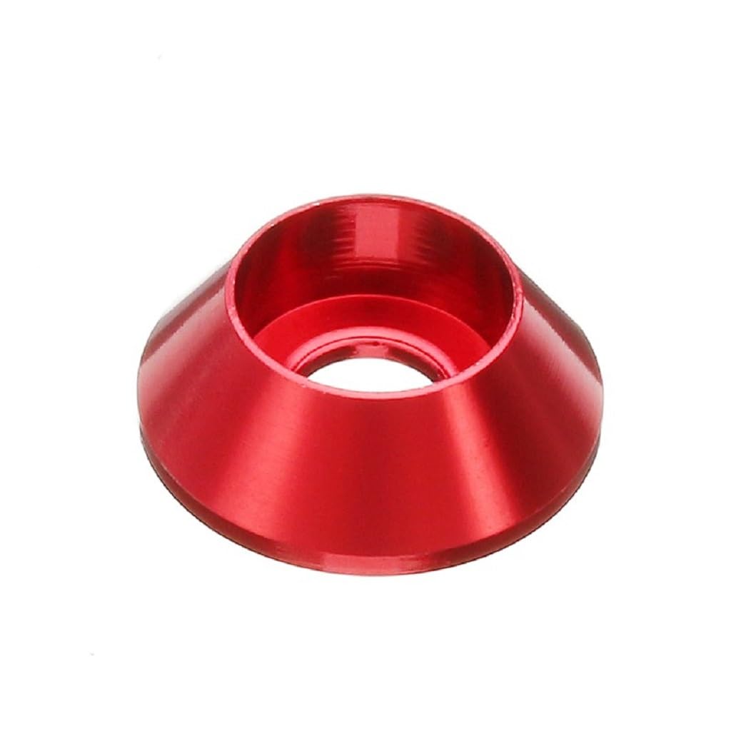 20pcs M6 Cone Cup Washers Anodized Aluminum Alloy Screw Gasket Countersunk Washers (Red) Red