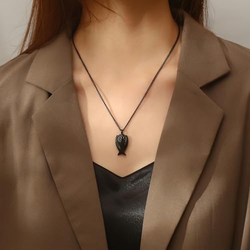 Decor Urns Urn Necklace for Ashes Memorial Cremation Jewelry for Ashes, Angel Wings Keepsake Pendant Ash Holder Stainless Steel Cremation Locket Jewelry for Women Men & Funnel Kit & Bag 2Pack(Silver+Black)