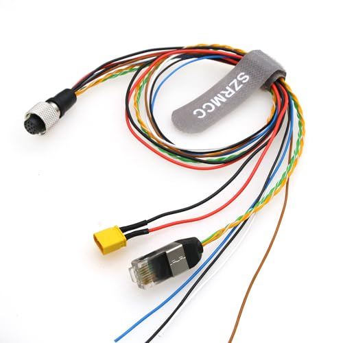 SZRMCC Livox Mid-360 Cable M12 Aviation 12Pin Female 3 in 1 Splitter RJ45 XT30 Flying Leads Data Sensor Cable for DJI Livox Mid-360 Avia Lidar (15cm) 15cm