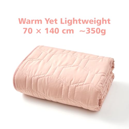 Quilted Fleece Wearable Blanket, Soft Warm Plush Throw for Office & Couch, Dual-Fabric Shawl with Snaps Blush Pink