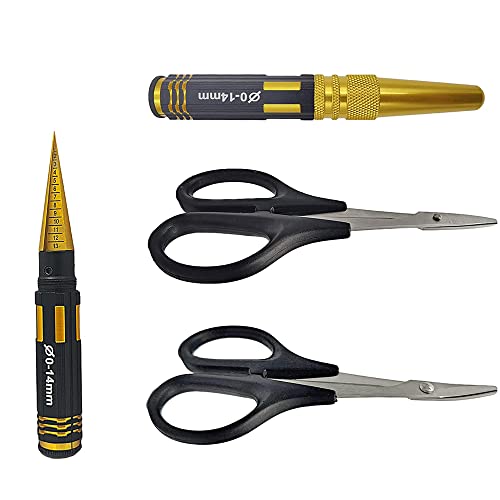RC Body Reamer 0-14 mm Hole Punch with Sleeve and Curved Scissors and Straight Scissors Set RC Car Body Assembly for RC Car Truck Tools