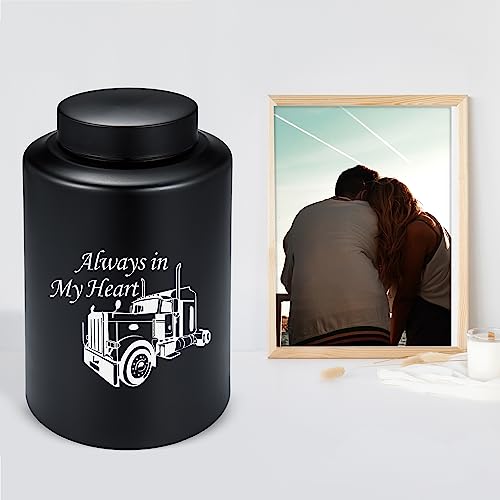 Gredstar Black Cremation Urn for Ashes, Trucker Memorial Keepsake