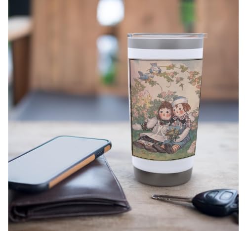 Raggedy Ann & Andy in The Flower Garden Stainless Steel Insulated Tumbler White 20 Ounces