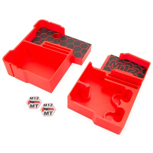 Compact tool organizer for Milwaukee M12 Fuel 2526-20 oscillating multi-tool, accessories, and batteries; box and tools excluded