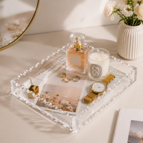 Gift Box Included, Acrylic Jewelry Tray, Vanity Tray, Clear Perfume Tray Crystal-clear