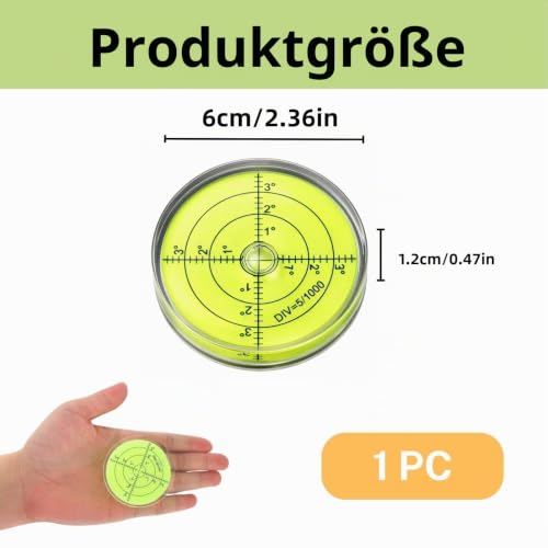 60 mm Round Precision Bullseye Spirit Level with Scale, Circular Spirit Level for Horizontal Alignment of Camera, Tripod, Scales, Gauges and Machines - Compact, Portable, Crystal Clear