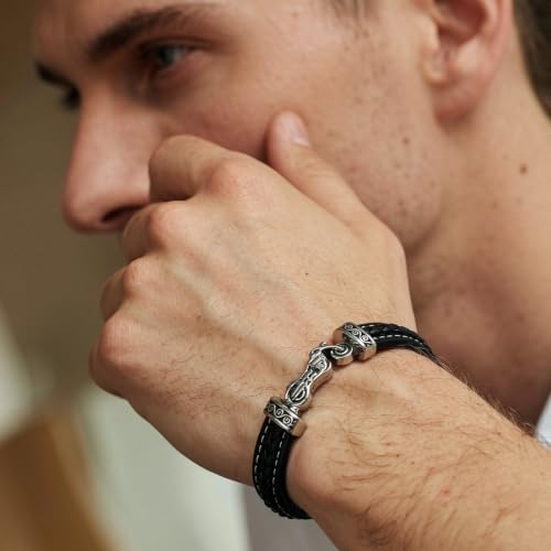 zeqingjw Motorcycle Leather Urn Bracelet for Ashes for Men Stainless Steel Cremation Jewelry Keepsake Memorial Cuff Wristband Urn Bangle Silver 20CM