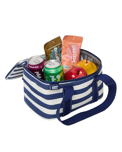 Lands' End Rectangular Small Cooler Bag Insulated 1.5 Gal Navy Stripe