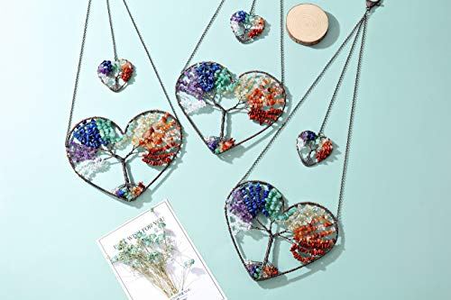 Jovivi 7 Chakra Crystals Tree of Life Wall Hanging Decor Healing Crystal Spiritual Gifts for Women Mum Birthday,Heart Chakra Tree Hanging Ornaments Home Bedroom Wall Decor Gifts for Women 7 Chakra Heart Tree of Life