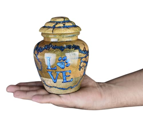 Cremation Urn for Pets Ashes Adult - Wooden and Resin Urns for Dog Ashes Box for Cats - Decorative Urns - Burial and Funeral Box (Small - 20 lbs) Small - 20 lbs