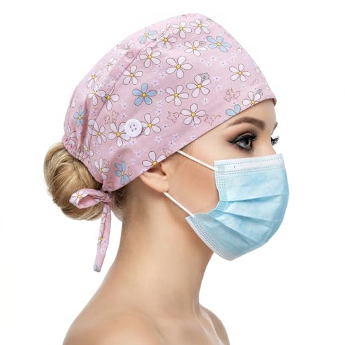 Pack of 3 surgical caps, women's and men's work hat, nurse's cap