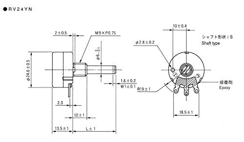 Taiss 2pcs RV24YN20S 10K Potentiometer Single Turn Carbon Film Rotary Taper Potentiometer Used for Inverter speed regulation Motor speed control + 2pcs A03 knob + 2pcs dials (B103 10K ohm) B103 10K ohm