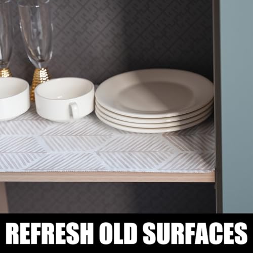 Shelf Liners for Kitchen Cabinets, 24IN x 10FT Non Adhesive 23.6"W x 118.1"L Geometric