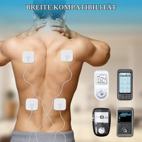 Electrode Pads Adhesive Electrodes 5 x 5 cm with 3.5 mm Snap Push Button 8 Compatible with TENS Devices and EMS Trainers Reusable