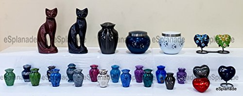 Esplanade Metal Mini Cremation Urn Keepsake Memorial Jar Pot Container |Small Urn for Funeral Ashes Burial | White Pigeon Printed Keepsake | Blue - 3" Inches