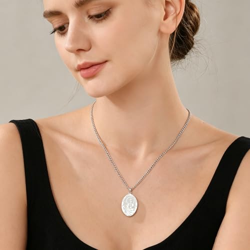 LIKGREAT Saint Jude Necklace Patron St Medals Amulet Pendant Religious Protection Jewelry for Men Women sliver