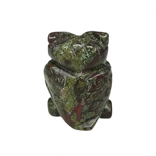 Natural Dragon Blood Jasper Gemstone Owl Crystals and Healing Stones Figurines,1.5 Inches Room Decor Collectibles