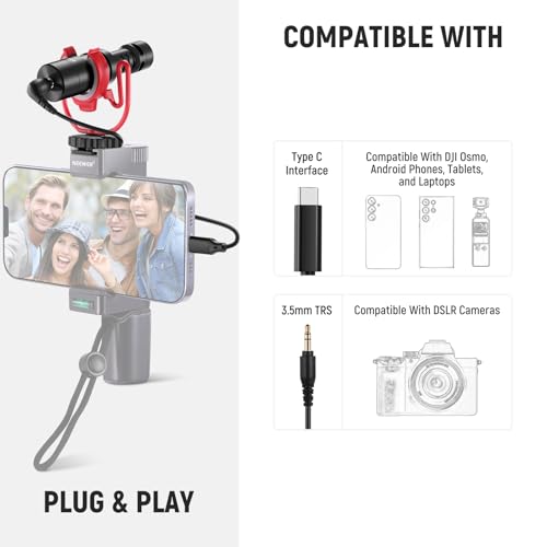 NEEWER VM10 Plug & Play Vlog Microphone for Camera, Mini Supercardioid Mic