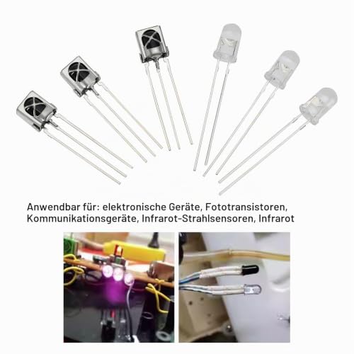 EMSea Pack of 20 Pairs Transmitter Receiver Kit 5 mm Infrared Transmitter VS1838B Infrared Receiver for Electronic Devices Photo Transistor Communication Devices