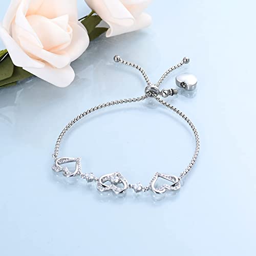 Urn Bracelet for Ashes Heart Cremation Jewelry for Ash for Women Forever Love Cremation bracelets Birthstone Memorial Urn Link Bracelet for Loved Ones Keepsake Silver white