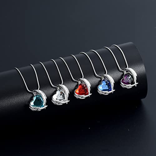 Heart Crystal Cremation Urn Necklace for Ashes, Stainless Steel Cremation Jewelry for Ashes Memorial Pendant Ashes Urn Necklace with Engraving and Filling Kit Blue Crystal