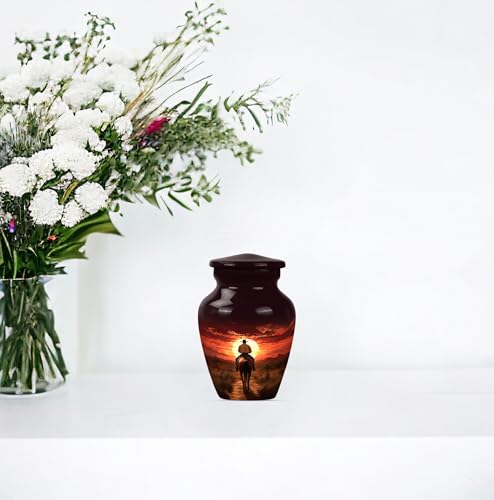 Cowboy Urn for Ashes for Women - Mini Urns for Human Ahses - Keepsake Cremation Holders for Women - Memorial Urns for Human Adult Man(Size:- 3" 1Pc) Cowboy 3 inch (1 piece)