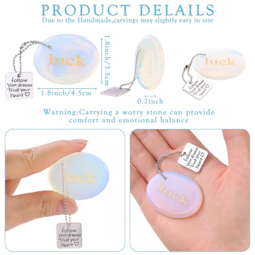 MAIBAOTA Engraved Opalite Crystal Worry Stone for Anxiety Relief Pocket Hug Luck