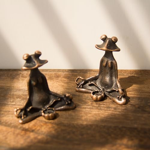 Frog-Vase Incense Holder,Rust-Glazed Rotus Ceramic Insence Stick Holder,Alloy Meditation Frog＆Mini Vase Ornament for Yoga/Meditation/Zen/Mindfulness (Small) round
