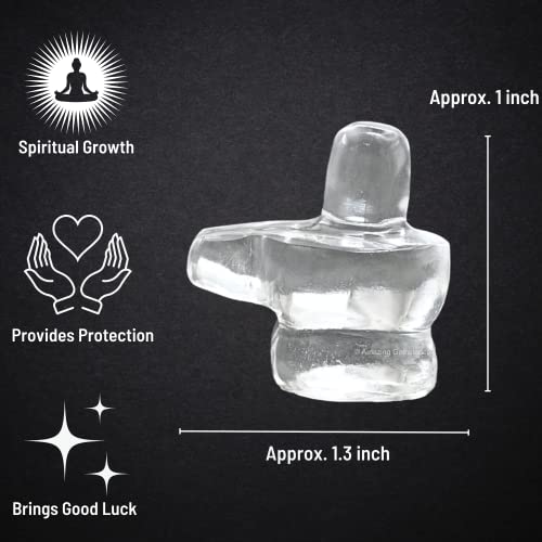 Amazing Gemstone Shiva Lingam Stone Clear Quartz Crystal - Shivling for Pooja, Home Office Room Decor Made of Healing Crystals and Healing Stones - Adiyogi Shiva Lingams