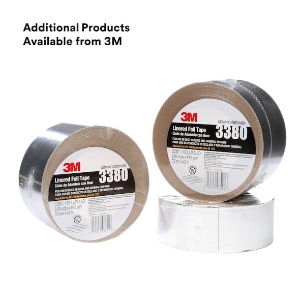 3M Aluminum Foil Tape 3380, Silver, 72 mm x 45 m, 3.25 mil