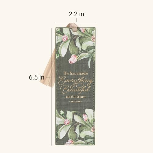 Christian Art Gifts Faux Leather Bookmark for Women: Everything Beautiful Forest Green/Everything Beautiful