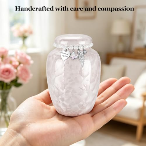 Small Urns for Human Ashes Keepsake Ceramic Mini Memorial Cremation Urns 3.86inch Pink-non-customize