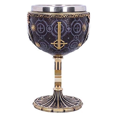 Nemesis Now Ghost Papa Emeritus III Gold Goblet, Hand-Painted Resin, Stainless Steel Insert, Officially Licensed Collectible Merchandise