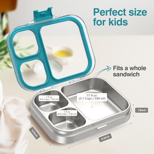 HOMEKOL Stainless Steel Bento Lunch Box, Blue, 3.3Cups 27oz (800ml)