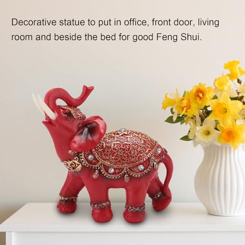 Buachois Elephant Statue, Wealth Lucky Feng Shui Figurine, Lucky Elephant Statue for Warming Present TV Cabinet Entryway Decoration (L 14.4 X 6.5 X 1.6in) L 14.4 X 6.5 X 1.6in
