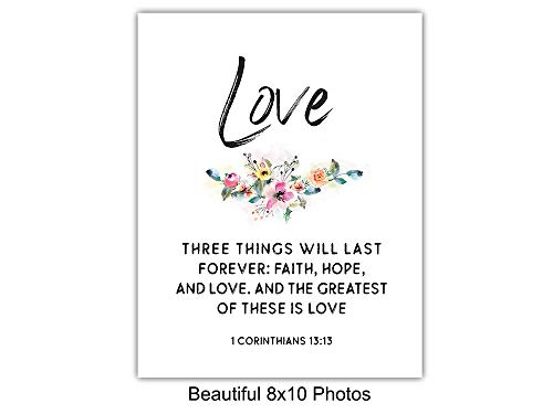 Religious Christian Wall Art Decor - Inspirational Faith, Hope, Love Bible Verse Wall Art - Scripture Decor Signs - Home Decorations for Kitchen, Living or Dining Room, Bedroom - Unique Gift