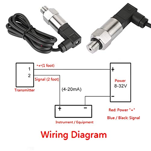 [Australia - AusPower] - Yosoo Silicon Pressure Transmitter, Drucksensor 4-20Ma Pressure Transducer Transducer Sensor 4-20mA Output G1/4" for Water Gas Oil(0-0.5MPA) 0--0.5mpa 