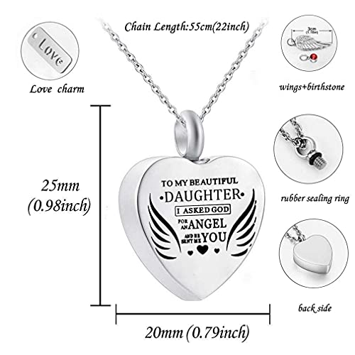 Heart Cremation Jewelry for Ashes Urn Pendant Necklace to My Beautiful Wife Daughter Gramdma Mom