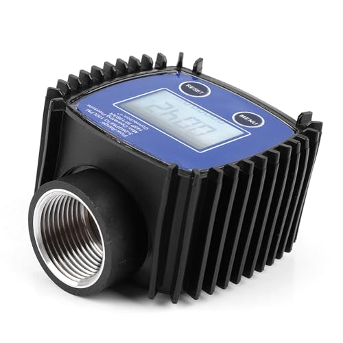 Digital Flow Meter, 5-120 L/Min 1 Inch Turbine Flow Meter with LCD Display, 1% Accuracy Diesel Fuel Flow Meter for Alcohol, Petrol, Chemical Liquids