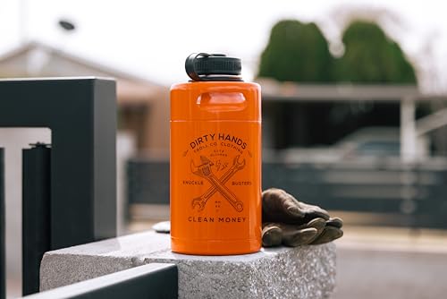 DHCM Mini Keg Insulated Water Bottle – Stainless Steel Thermos 64 oz, Cold 24h Hot 12h, Wide Mouth, Portable Handle, Durable Orange