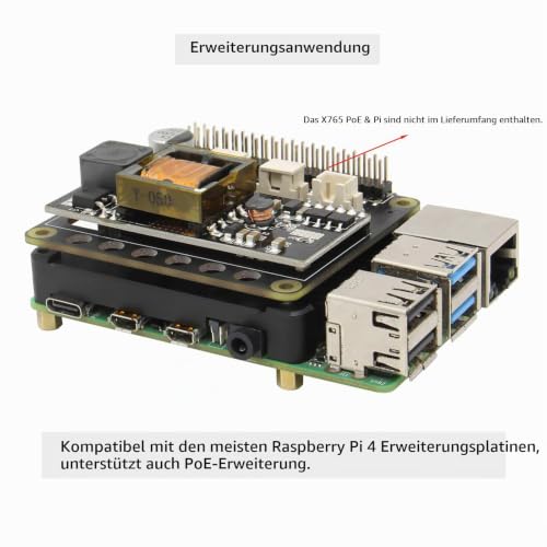 Geekworm Raspberry Pi 4 11 mm Heatsink (P165-B), Raspberry Pi 4B Radiator for Raspberry Pi 4 Model B & Pi 4 Expansion Board Support POE Extension | Fanless passive cooling, fan retrofittable, compatible with RPi 4B, RPi 4 expansion boards and PoE expan...