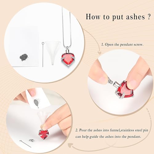 Minicremation 5Pcs Urn Necklace for Ashes for Women Heart Cross Cylinder Cremation Jewelry for ashes of Loved Ones Memorial Keepsake Pendant Red