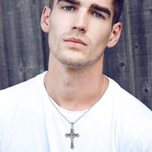 Fashion Stainless Steel Men's Women's Cross Necklace Pendant Creative Religious Necklace Virgin Mary Cross Pendant with 55cm Chain