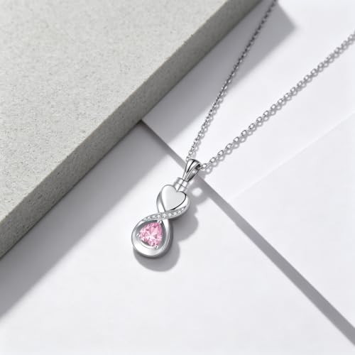 Infinity Birthstone Cremation Jewelry Urn Neckalce for Ashes October