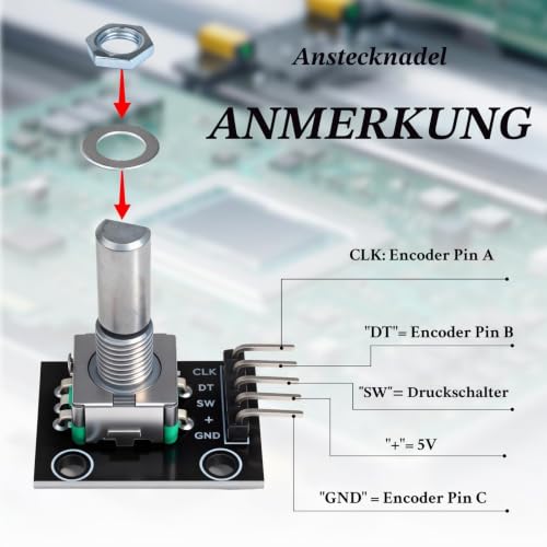 4 Pieces KY-040 Rotary Encoder Module Rotary Encoder, 360° Rotary Encoder Module with Rotary Encoder & Potentiometer Button, Static Torque Sensor for Electronics, Arduino & Multimedia
