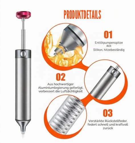All-Metal Vacuum Soldering Extraction Desoldering Pump, Desoldering Tool with 2 Silicone Nozzles, High Suction Power, High Temperature Resistant Manual Solder Tin Extraction, Perfect Desoldering Tool